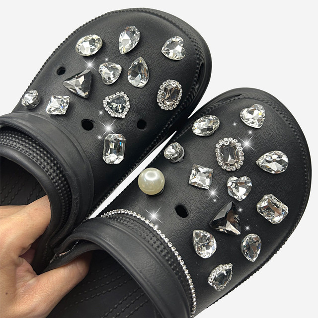 Luxury Rhinestone Pearl Croc Charms Designer DIY Gem Shoes